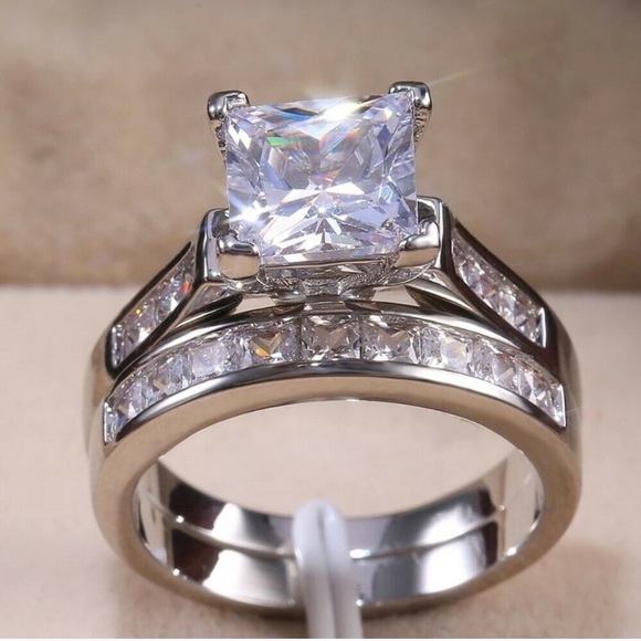 Jewelry - Princess Cut Wedding Ring Set 925